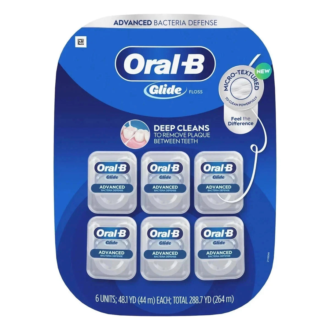 Oral-B Glide Floss, Advanced Bacterial Defense, 6 Count