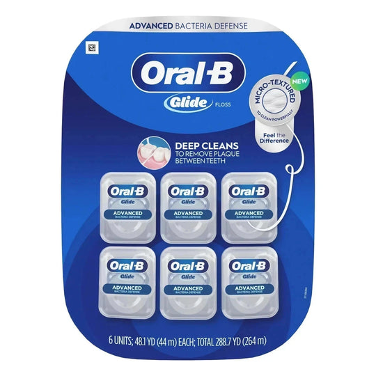 Oral-B Glide Floss, Advanced Bacterial Defense, 6 Count
