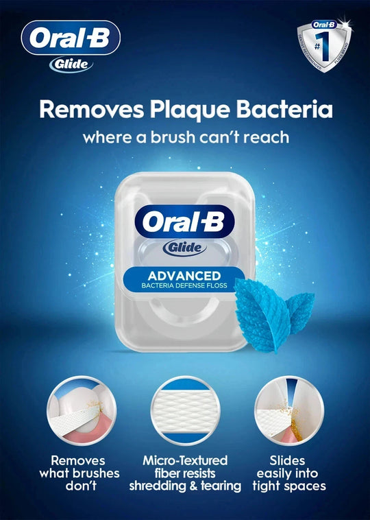 Oral-B Glide Floss, Advanced Bacterial Defense, 6 Count