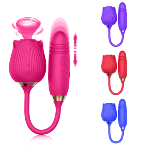 Rose Vibrator Telescopic Pump  for Woman
