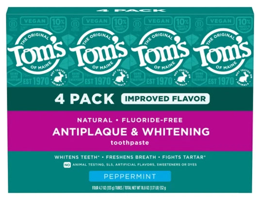 Tom's of Maine Antiplaque & Whitening Toothpaste, 4.7 oz, 4-Pack