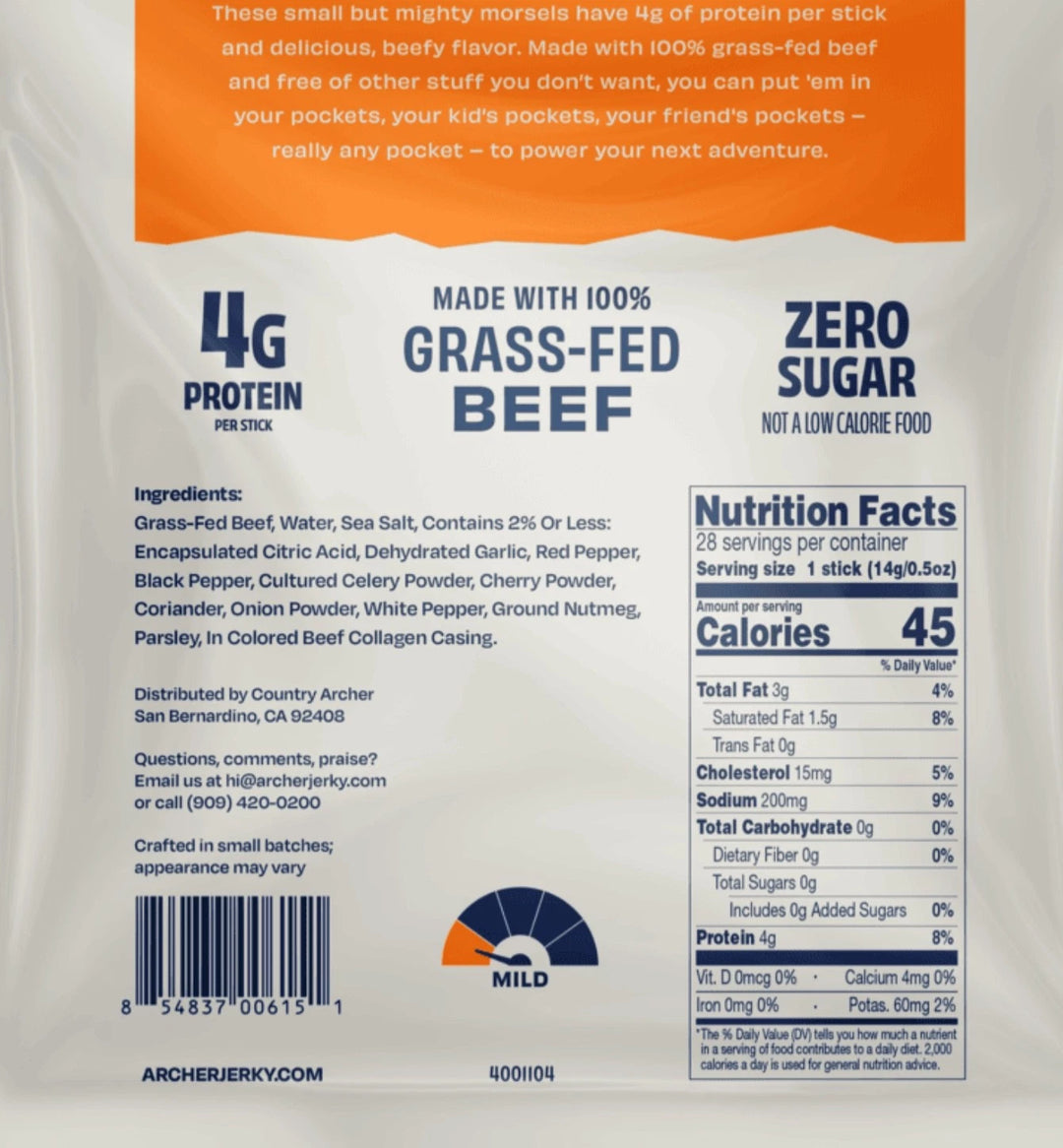 Archer Original Beef Mini Sticks 0.5oz 28Count Bag
