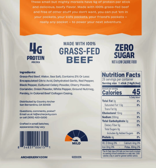 Archer Original Beef Mini Sticks 0.5oz 28Count Bag