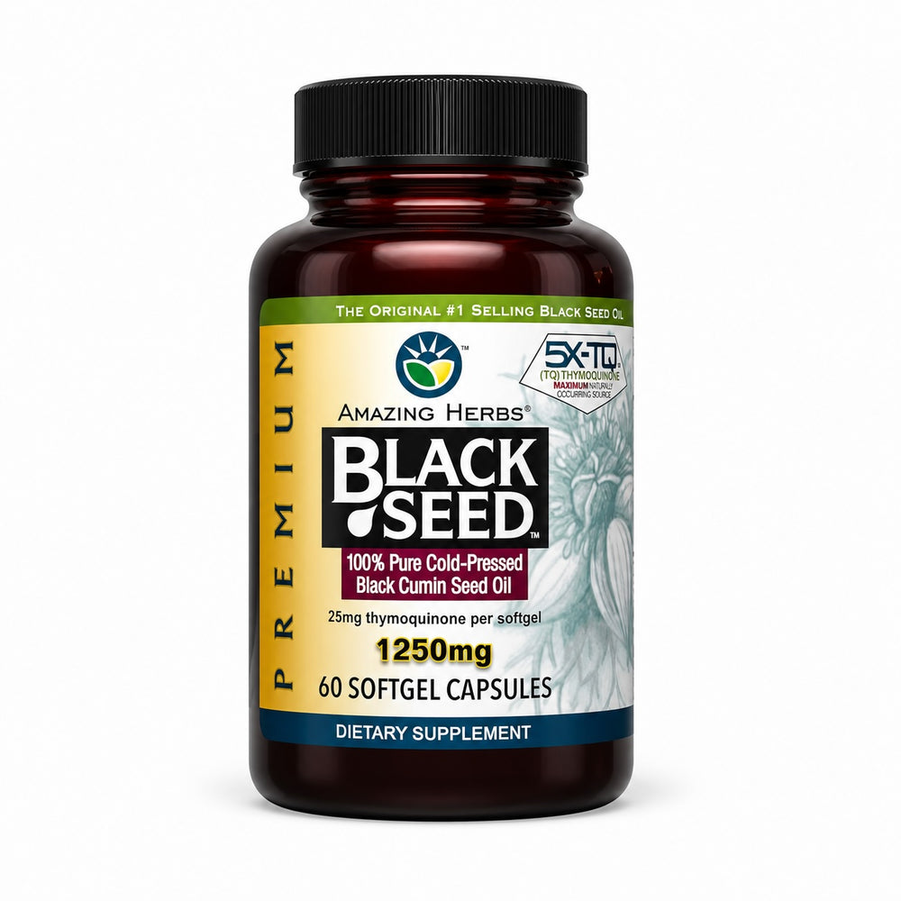 Amazing Herbs Premium Black Seed Oil 90 Softgel Cold Pressed Capsules, 500 mg