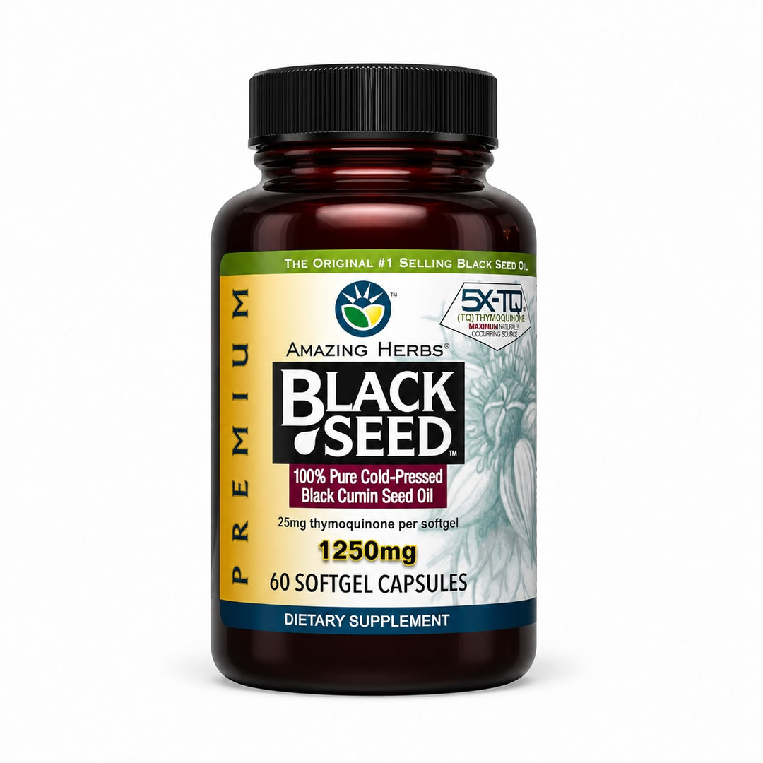 Amazing Herbs Premium Black Seed Oil 90 Softgel Cold Pressed Capsules, 500 mg