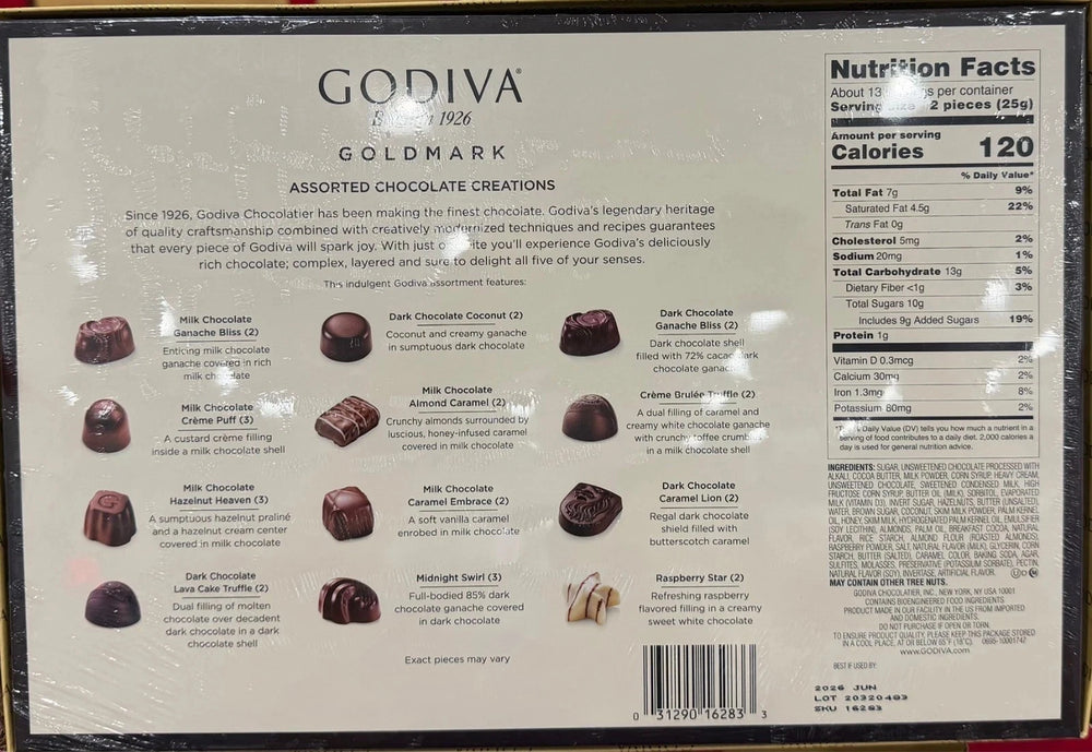 Godiva Belgium Goldmark Assorted Chocolates — 11.3 oz (26 pieces)