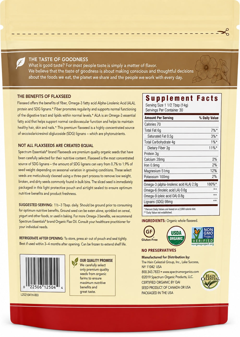 Spectrum Organic Whole Premium Flaxseed 15 oz