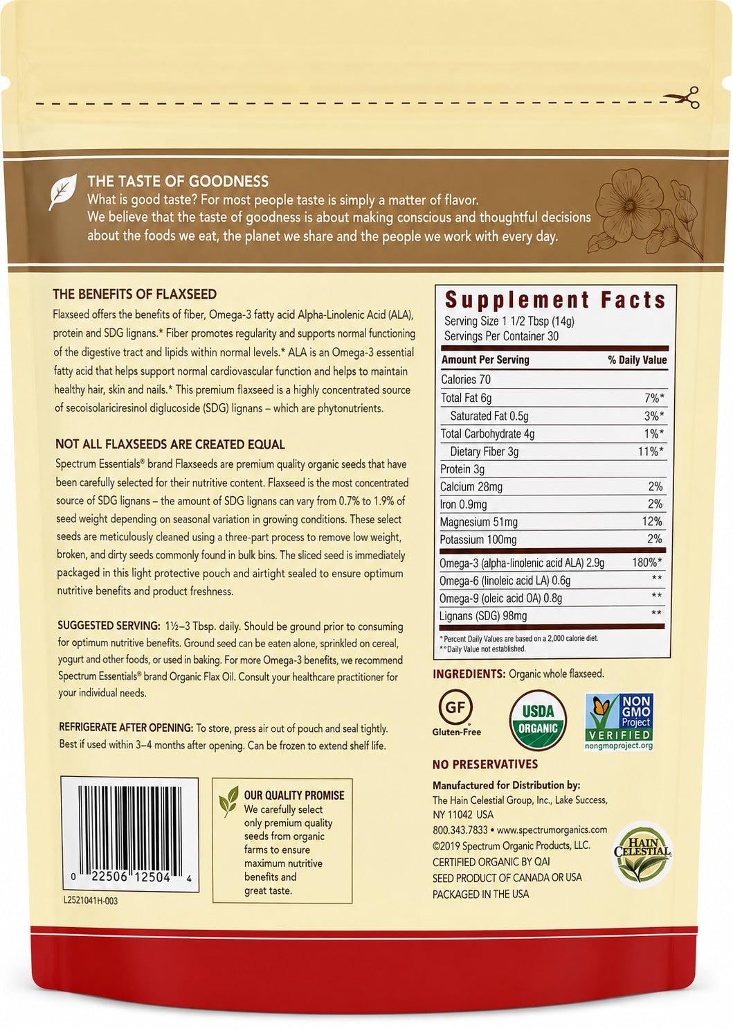 Spectrum Organic Whole Premium Flaxseed 15 oz