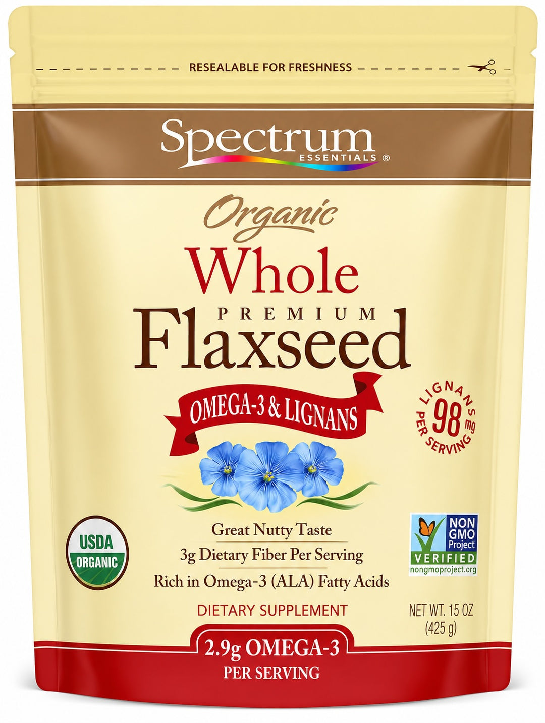 Spectrum Organic Whole Premium Flaxseed 15 oz