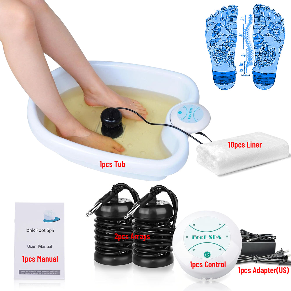 Ionic Detox Foot Bath Cleanse Spa Kit with Tub Basin & Array for Home Use