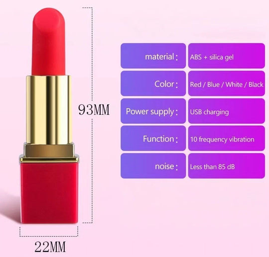 Mini Lipstick-Shaped Personal Massager, USB Rechargeable, 10 Modes, Compact & Travel Friendly
