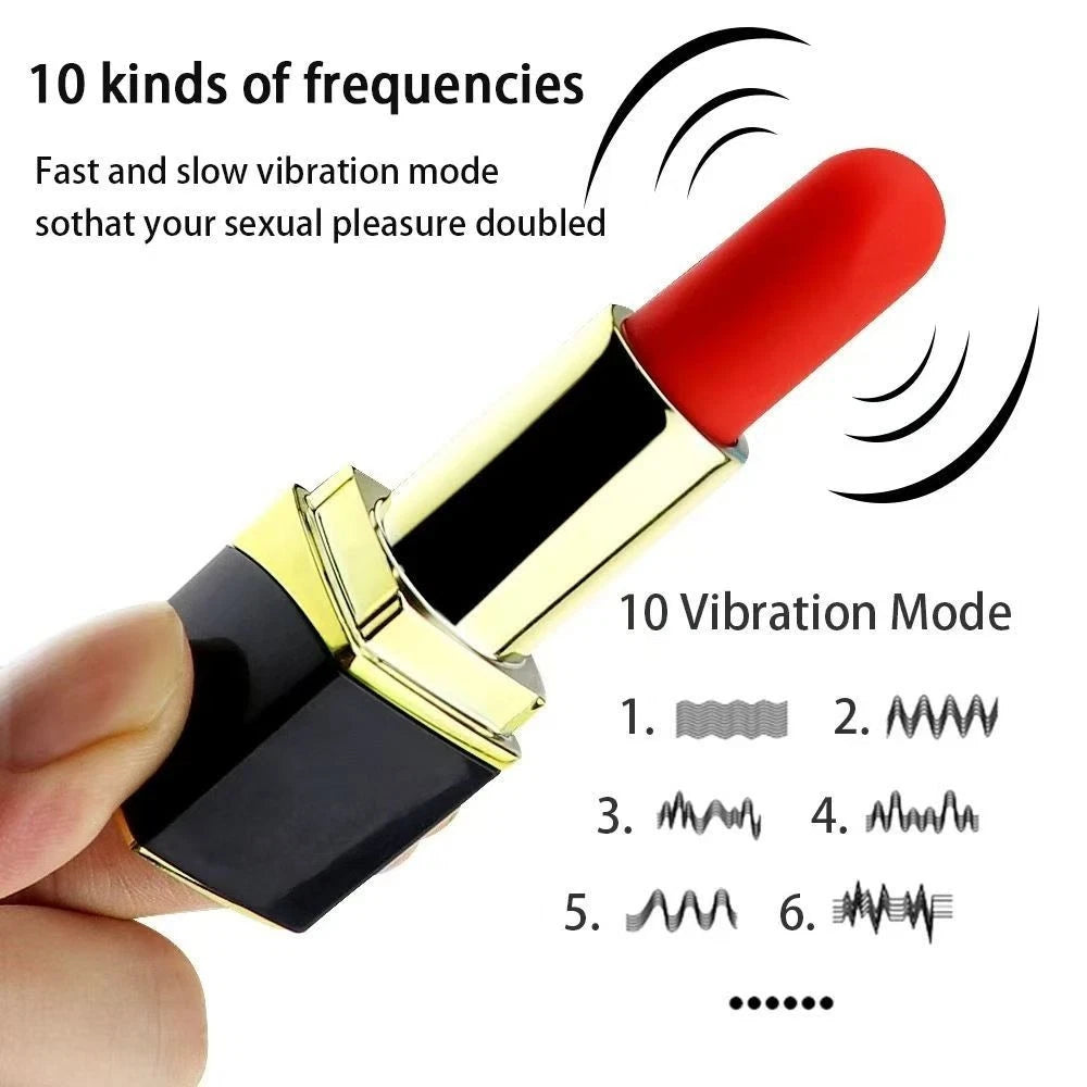Mini Lipstick-Shaped Personal Massager, USB Rechargeable, 10 Modes, Compact & Travel Friendly