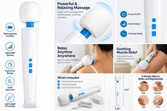 Magic Wand Massager Rechargeable HV-270 – Cordless Multi-Function Variable-Speed Neck Massager with Soft Silicone Head