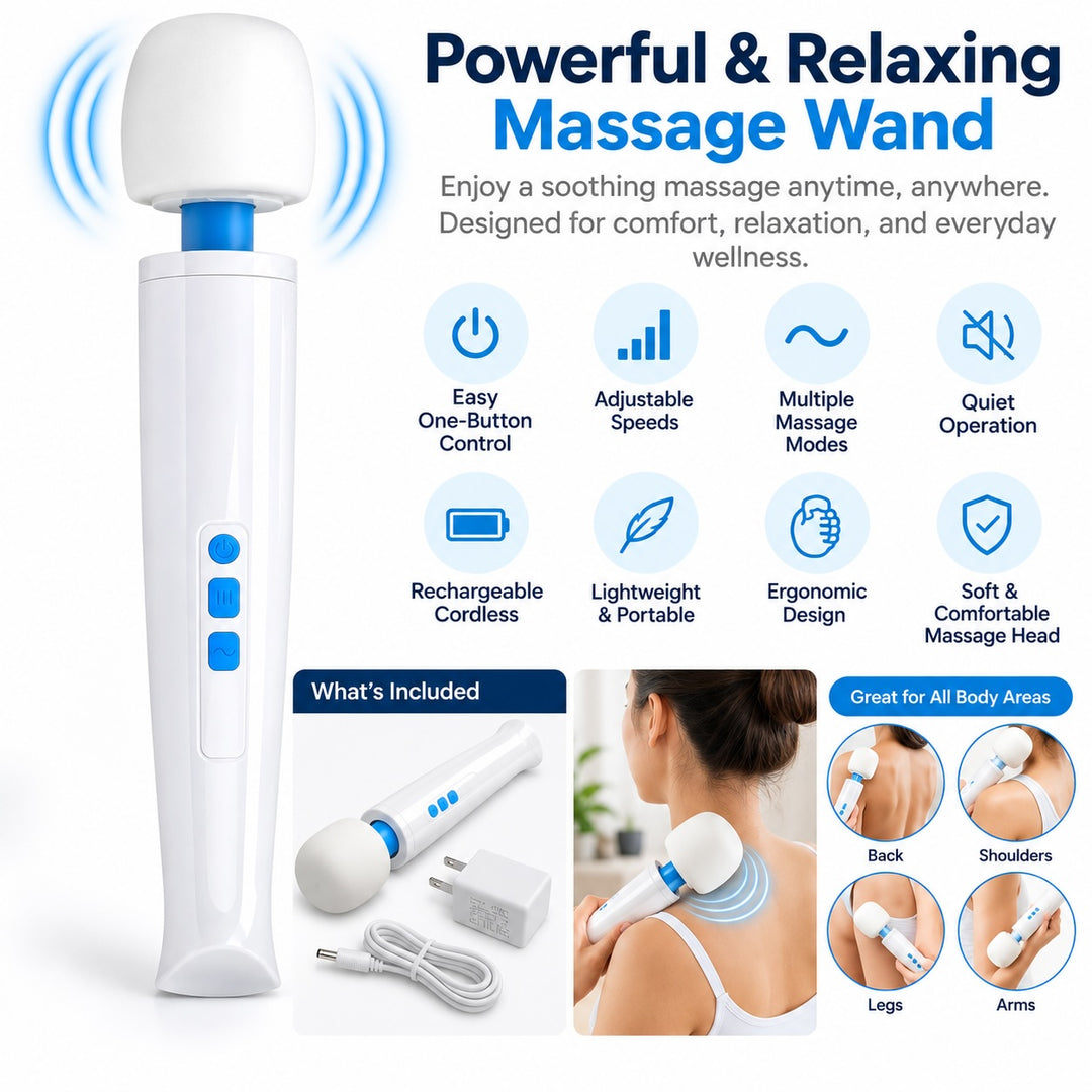 Magic Wand Massager Rechargeable HV-270 – Cordless Multi-Function Variable-Speed Neck Massager with Soft Silicone Head