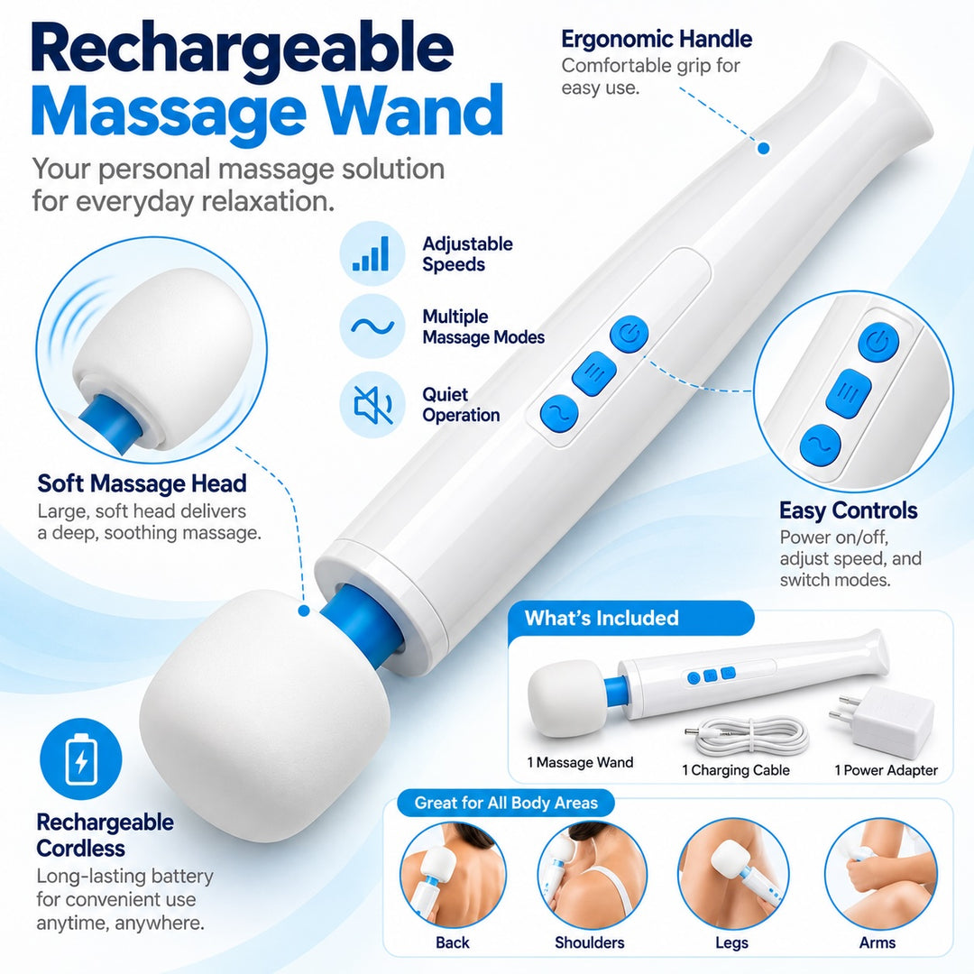 Magic Wand Massager Rechargeable HV-270 – Cordless Multi-Function Variable-Speed Neck Massager with Soft Silicone Head