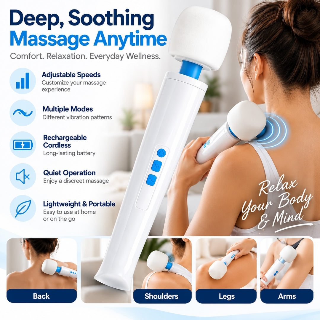 Magic Wand Massager Rechargeable HV-270 – Cordless Multi-Function Variable-Speed Neck Massager with Soft Silicone Head