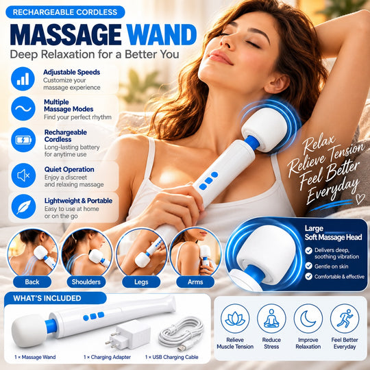 Magic Wand Massager Rechargeable HV-270 – Cordless Multi-Function Variable-Speed Neck Massager with Soft Silicone Head