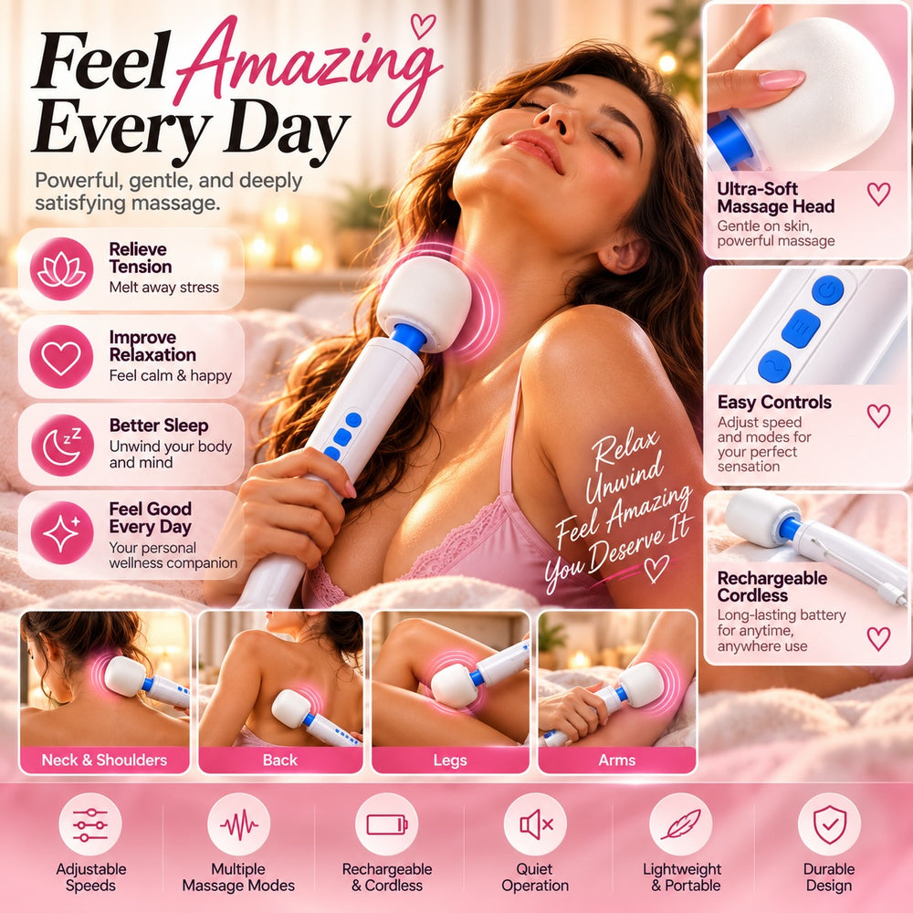 Magic Wand Massager Rechargeable HV-270 – Cordless Multi-Function Variable-Speed Neck Massager with Soft Silicone Head