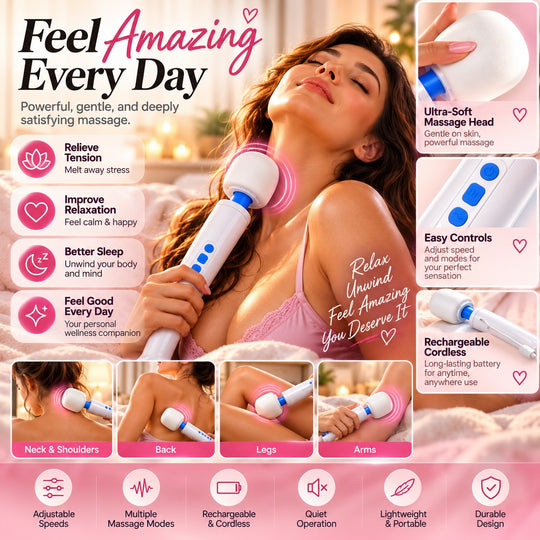 Magic Wand Massager Rechargeable HV-270 – Cordless Multi-Function Variable-Speed Neck Massager with Soft Silicone Head