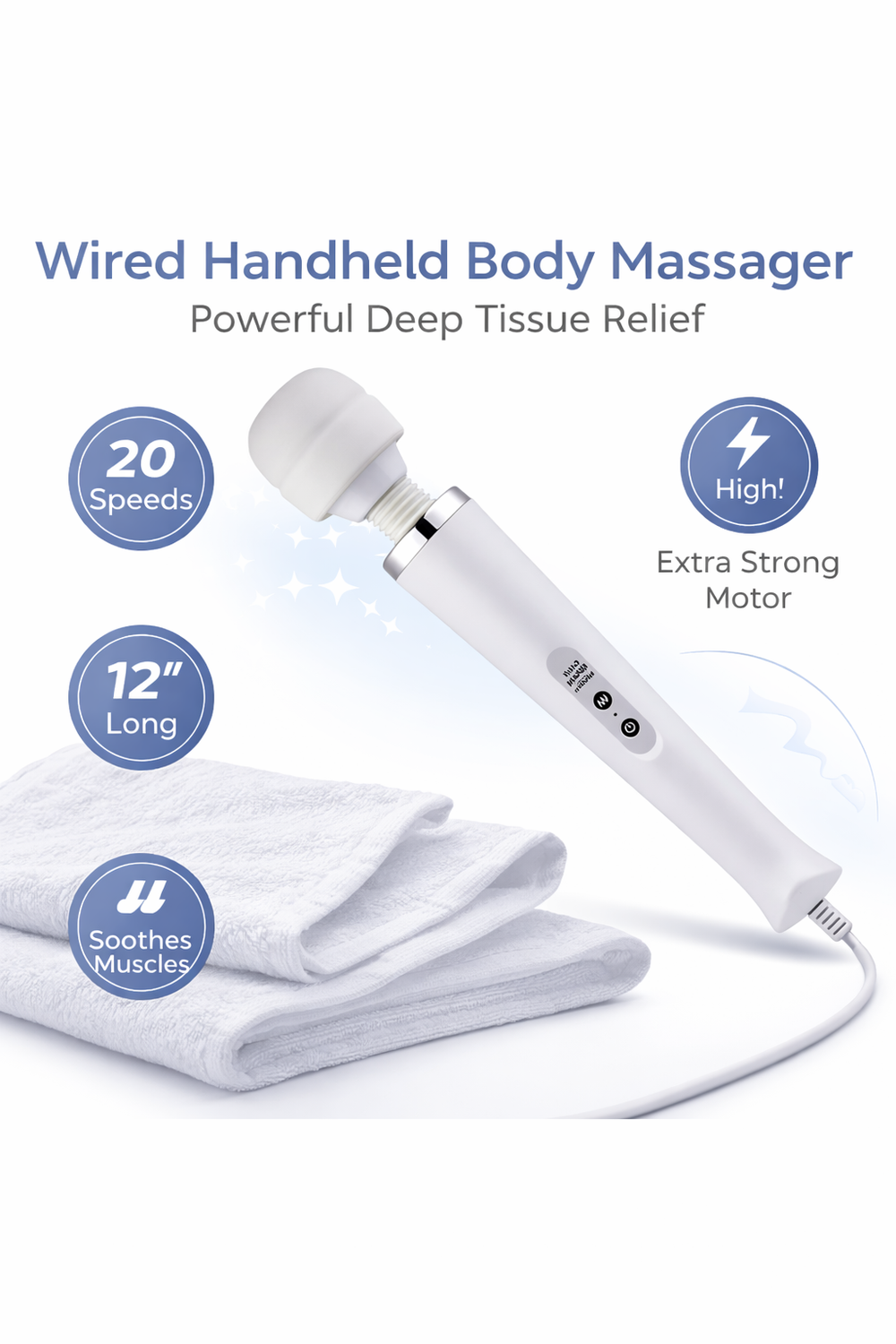 Wired Handheld Body Massager – Powerful Deep Tissue Muscle Relief