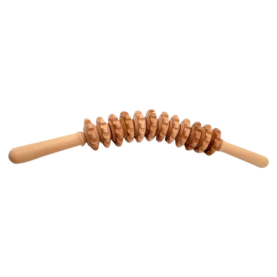 Curved Wooden Therapy Massage Roller Tool – Lymphatic Drainage, Cellulite & Muscle Massage Stick for Waist, Thighs, and Stomach (Includes White Box)
