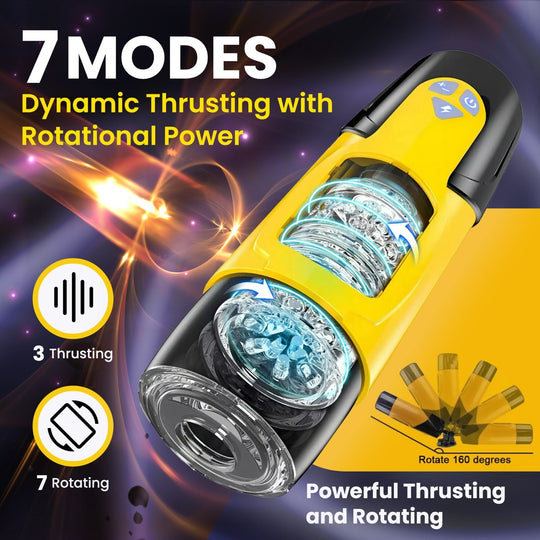 Automatic Male Massage Cup Hands-Free Rotating & Thrusting Rechargeable Device