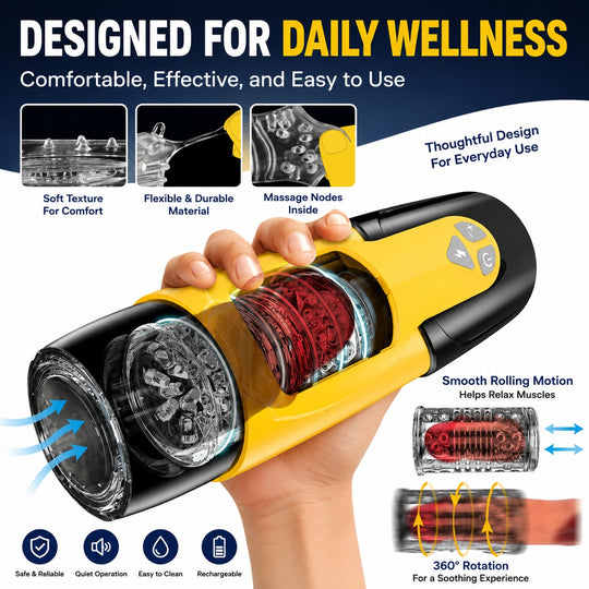 Automatic Male Massage Cup Hands-Free Rotating & Thrusting Rechargeable Device