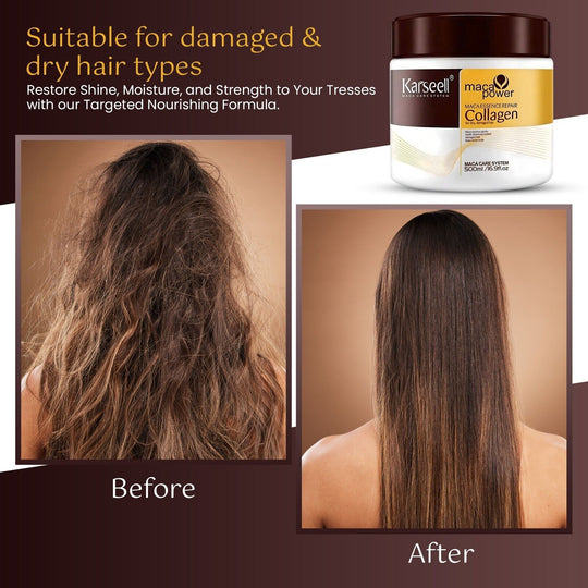 Karseell Collagen Hair Treatment Deep Repair Conditioning Argan Oil Collagen Hair Mask Essence for Dry Damaged Hair All Hair Types 16.90 oz 500ml