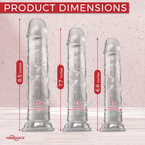 Clear Realistic Glass Dildo with Suction Cup Adult Sex Toy for Women