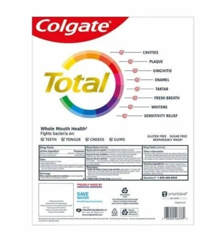 Colgate Total Advanced Whitening Toothpaste – 6.4 oz, 5-Pack
